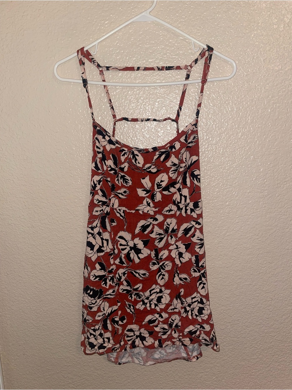 Free People intimately Rust Floral Dress with Black & Cream Flowers